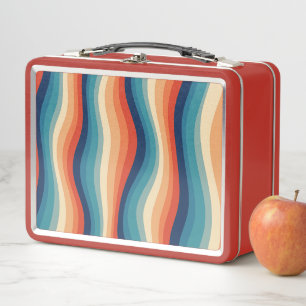 Colorful Retro Waves Vintage Metal Lunch Box