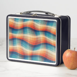 Colorful Retro Waves Vintage Metal Lunch Box