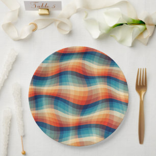 Colorful Retro Waves Vintage Paper Plates
