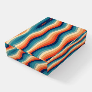 Colorful Retro Waves Vintage Paperweight