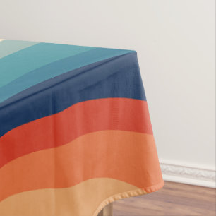 Colorful Retro Waves Vintage Tablecloth