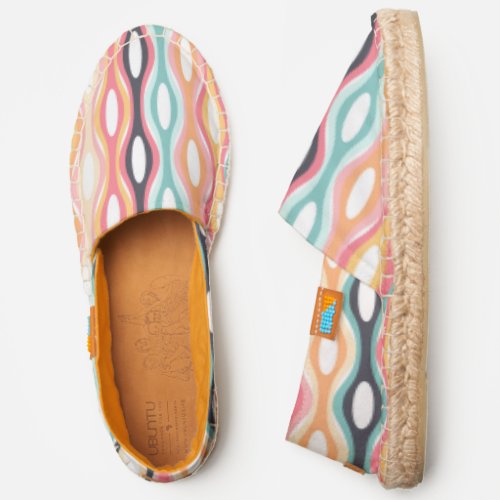 Colorful Retro Wavy Stripes Pattern Espadrilles