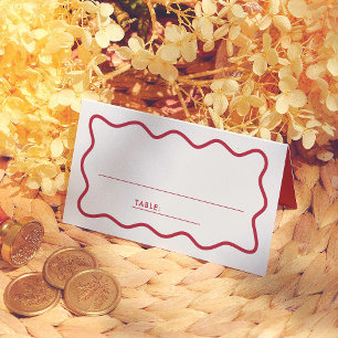 Colorful Retro Wavy Wedding Guest Table Number Place Card