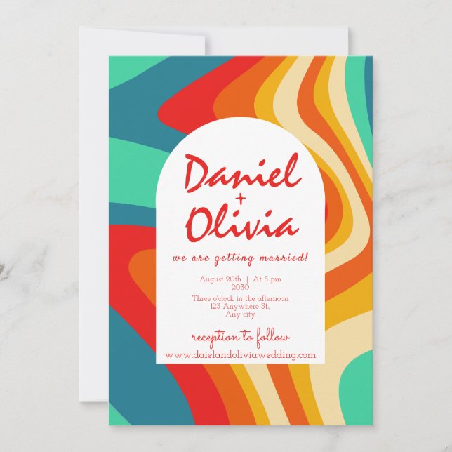 Colorful Retro Wedding Invitation (Front)