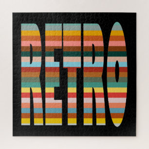 Colorful Retro Word Stripes Jigsaw Puzzle