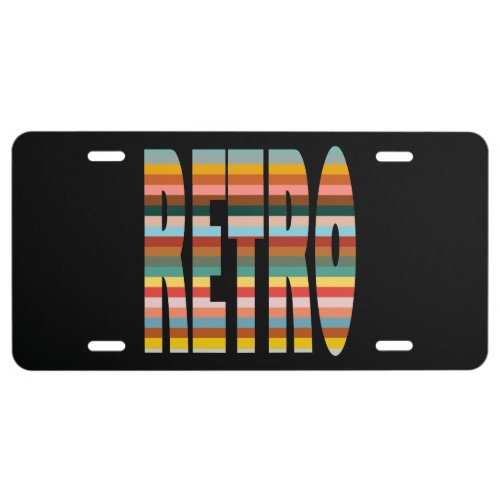 Colorful Retro Word Stripes  License Plate