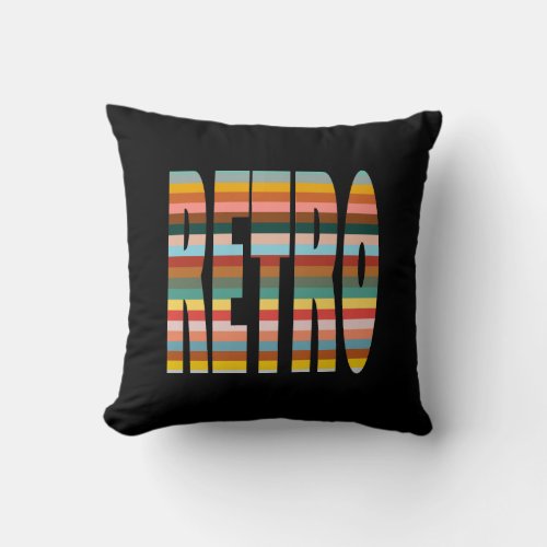 Colorful Retro Word Stripes  Throw Pillow