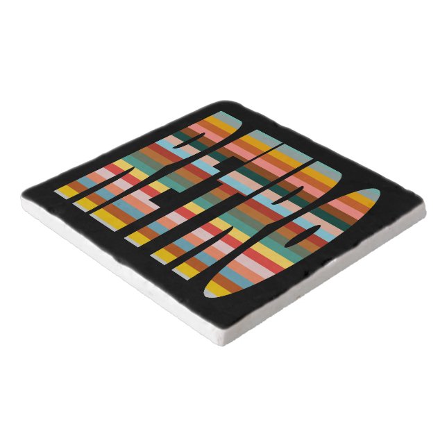 Colorful Retro Word Stripes  Trivet (Corner)