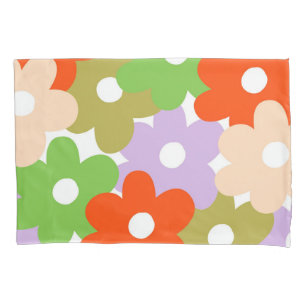 Colorful Retro Y2K Playful Blossom Tropical Floral Pillow Case