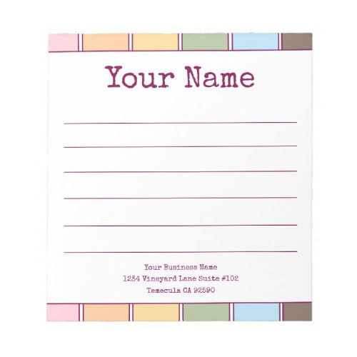 Colorful Retro Your Name Lined  Notepad