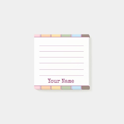 Colorful Retro Your Name Lined  Post-it Notes