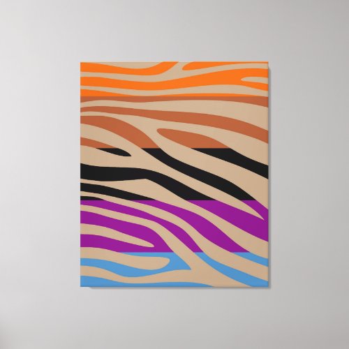 Colorful Retro Zebra Stripe Pattern 11 Canvas Print