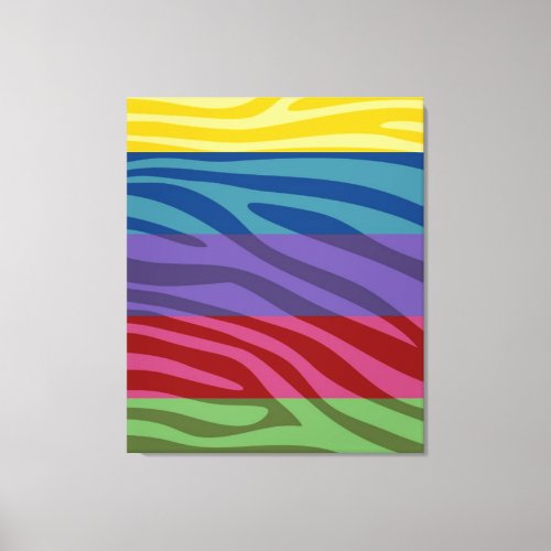 Colorful Retro Zebra Stripe Pattern 12 Canvas Print