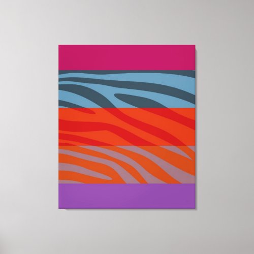 Colorful Retro Zebra Stripe Pattern 3 Canvas Print