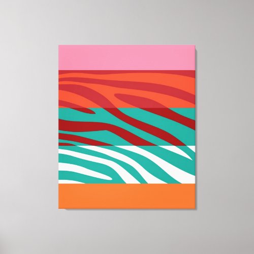 Colorful Retro Zebra Stripe Pattern 5 Canvas Print