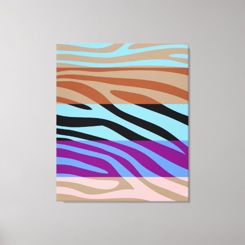 Colorful Retro Zebra Stripe Pattern 6 Canvas Print