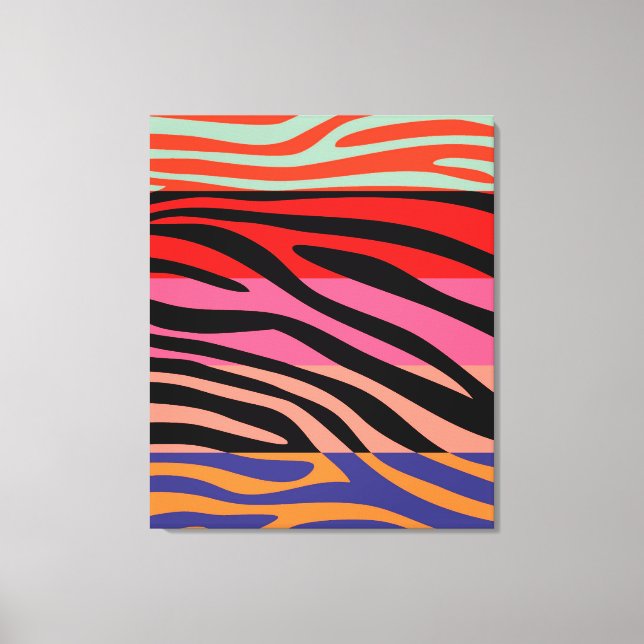 Colorful Retro Zebra Stripe Pattern 8 Canvas Print (Front)