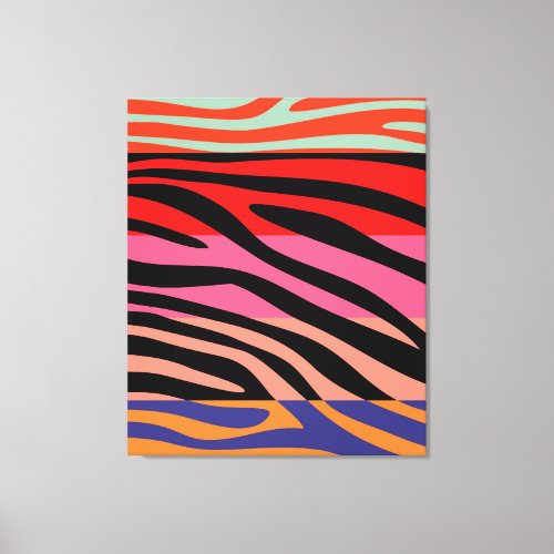 Colorful Retro Zebra Stripe Pattern 8 Canvas Print