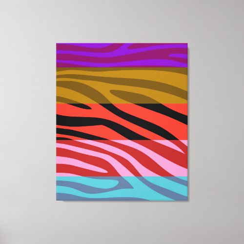 Colorful Retro Zebra Stripe Pattern Canvas Print