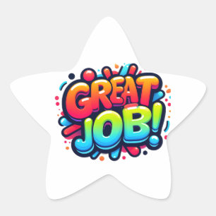 Colorful Reward Great Job! Star Sticker