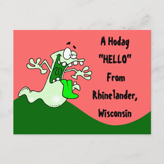 Colorful Rhinelander WI Hodag Hello POSTCARD (Front)