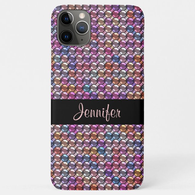 Colorful Rhinestone with custom name Case-Mate iPhone Case (Back)