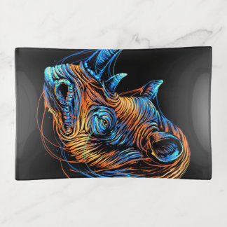 Colorful Rhino Art | Rhino Lovers Gift Trinket Tray