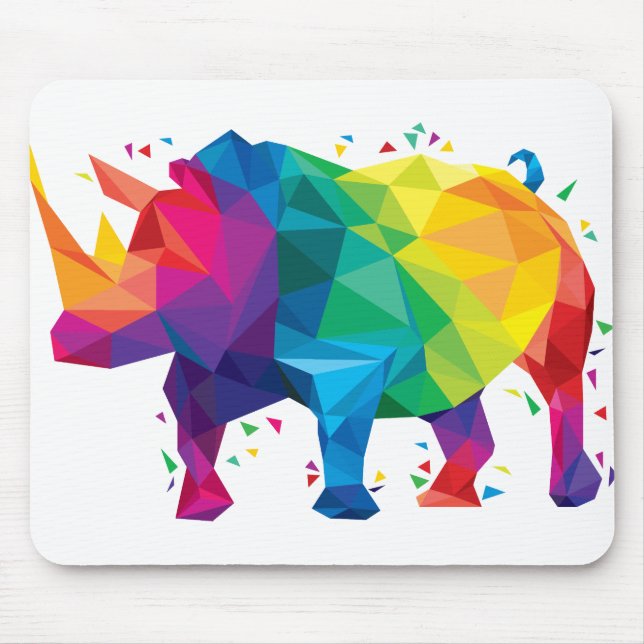 Colorful Rhino Illustration Mouse Pad (Front)