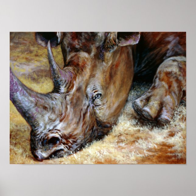 Colorful Rhinoceros Photo Printed Poster (Front)