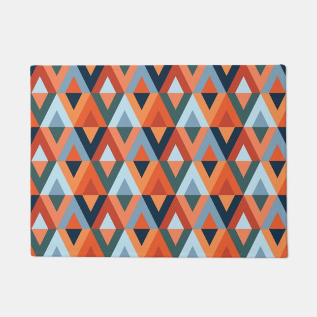 Colorful rhombuses and triangles pattern doormat (Front)
