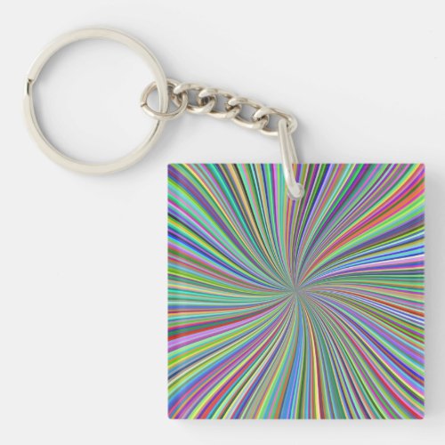 Colorful Ribbon Spiral Swirl Optical Illusion Art Keychain