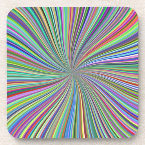 Colorful Ribbon Spiral Swirl Optical Illusion Beverage Coaster