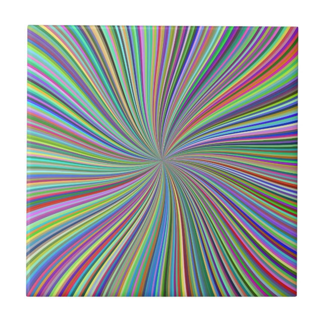 Colorful Ribbon Spiral Swirl Optical Illusion Ceramic Tile (Front)