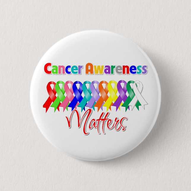 Colorful Ribbons - Cancer Awareness Matters Button (Front)