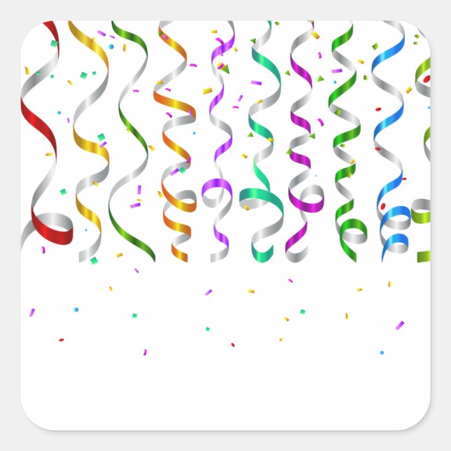 colorful ribbons confetti square sticker (Front)