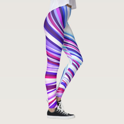 Colorful Ribbons Diagonal Stripes Leggings