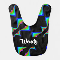 Colorful ribbons on black baby bib