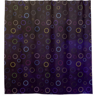 Colorful ring pattern, dark blue shade background. shower curtain