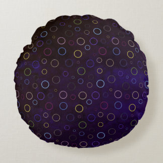 Colorful ring patternon Gray backdrop  Round Pillow