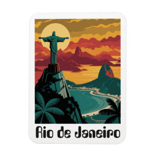Colorful Rio de Janeiro Brazil Travel Art Magnet