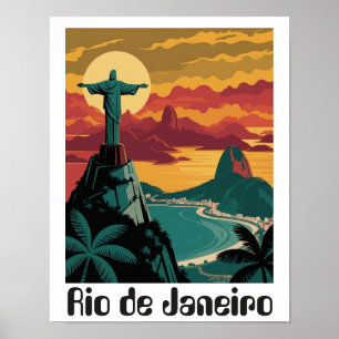 Colorful Rio de Janeiro Brazil Travel Art Poster