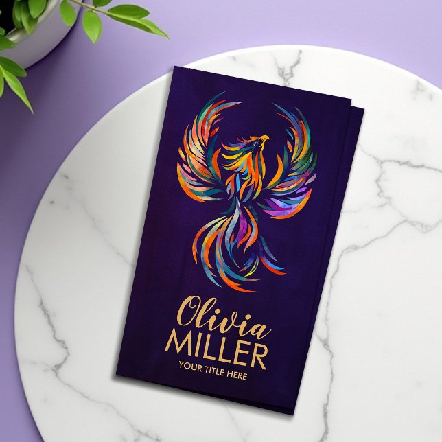 Colorful Rising Phoenix Bird  Business Card (Creator Uploaded)