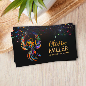 Colorful Rising Phoenix Bird  Business Card by WorkingArt at Zazzle