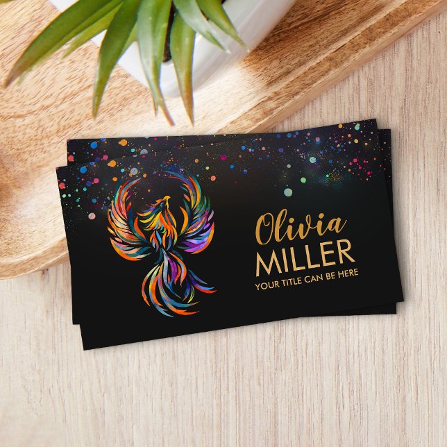 Colorful Rising Phoenix Bird  Business Card (Creator Uploaded)