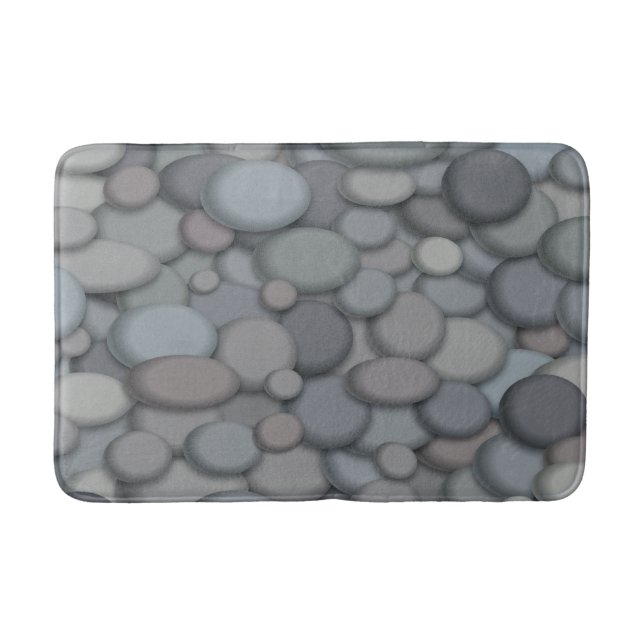 Colorful River Rock Pebbles Art Bath Mat (Front)
