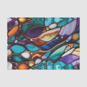 Colorful River Rock Pebbles in Stained Glass Look Tissue Paper