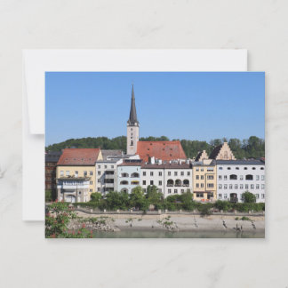 Colorful Riverfront View of Wasserburg am Inn Postcard