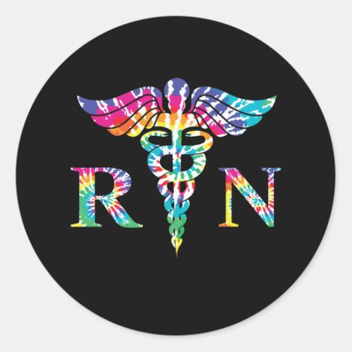 Colorful RN Registered Nurse Tie Dye  Classic Round Sticker