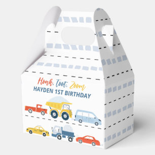 Colorful Road and Vehicle Transport Birthday Favor Boxes