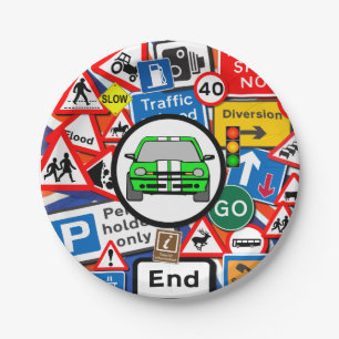 Colorful Road Signs, Birthday Party Paper Plates